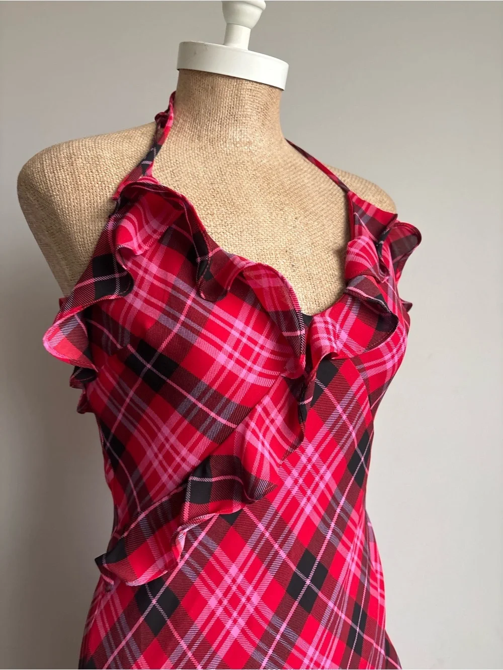 PINK x LoveShackFancy Printed Chiffon Cascade Ruffle Midi Dress SMALL NWT